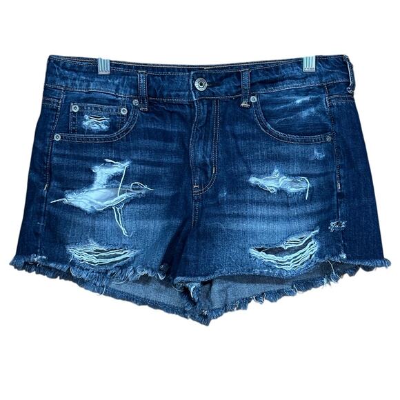 CLEARANCE American Eagle Tomgirl Shortie Women's Sz 10 Distressed Denim Shorts - Picture 1 of 12